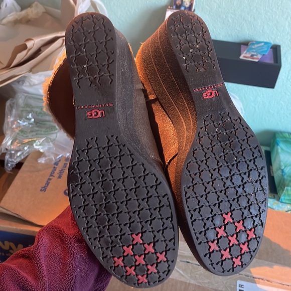 UGG Zea Wedge Waterproof Shearling Leather Boots - Picture 4 of 5